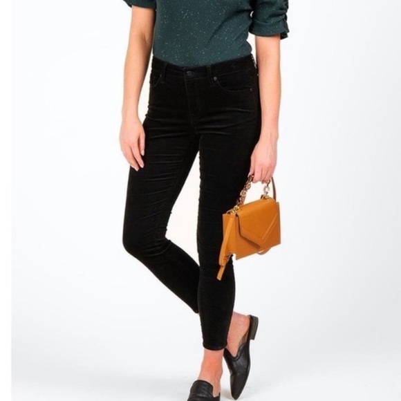 Francesca’s Harper Black Velvet Skinny Jeans Sz 28 - Picture 1 of 16